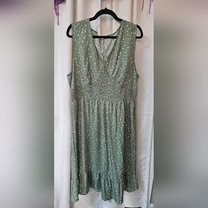 Elegant Green Polka Dot Dress